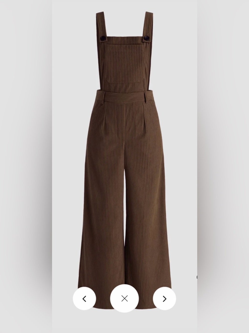 Commense Brown Wide-Leg Corduroy Overalls